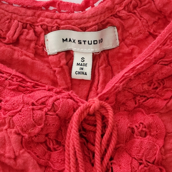 Max Studio size S pink red dressy top lace bell bottom - Picture 7 of 8